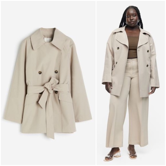 Beige Short Trench Coat (L, XL) - Picture 9 of 9